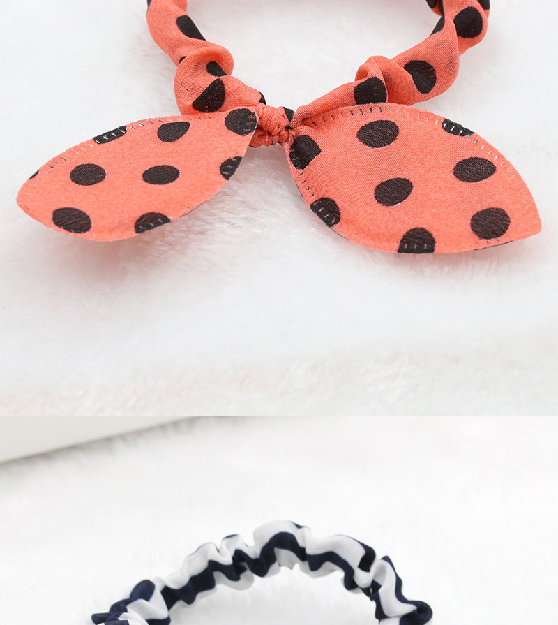 Fashion 8370 Light Foundation Black Spots Polka Dot Bunny Ears Folded Hair Tie,Hair Ribbons