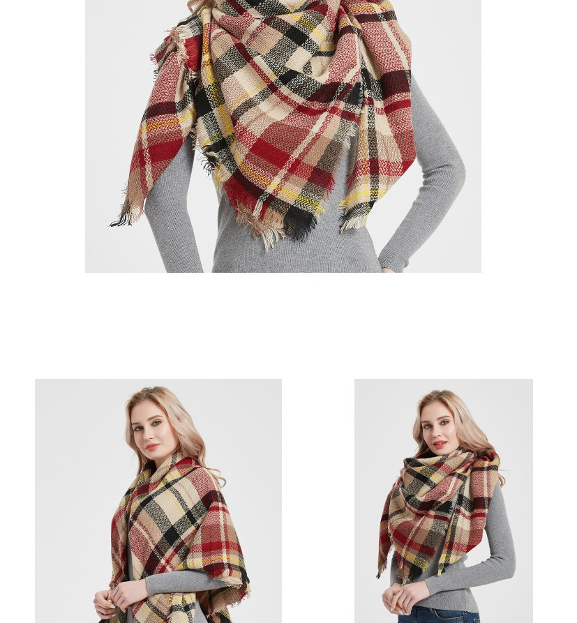 Fashion 10# Wine Red Cashmere Plaid Scarf,Thin Scaves