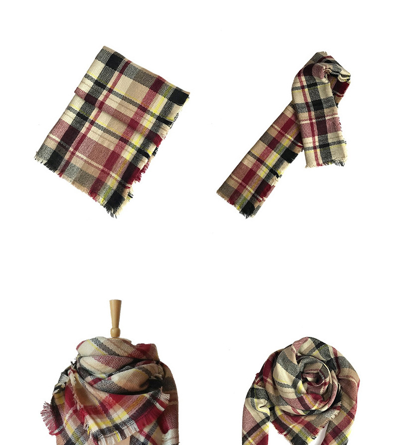 Fashion 10# Wine Red Cashmere Plaid Scarf,Thin Scaves