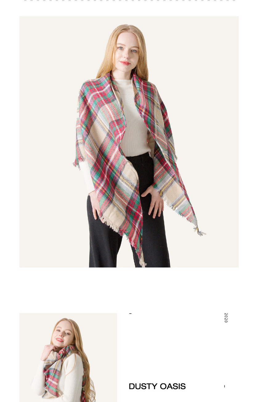 Fashion 14 Red And Black Color Grid Cashmere Double-sided Colorful Plaid Triangle Scarf,Thin Scaves
