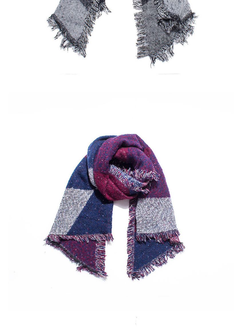 Fashion New Color Royal Blue Circle Yarn Contrast Color Raw Edge Check Bevel Scarf,Thin Scaves