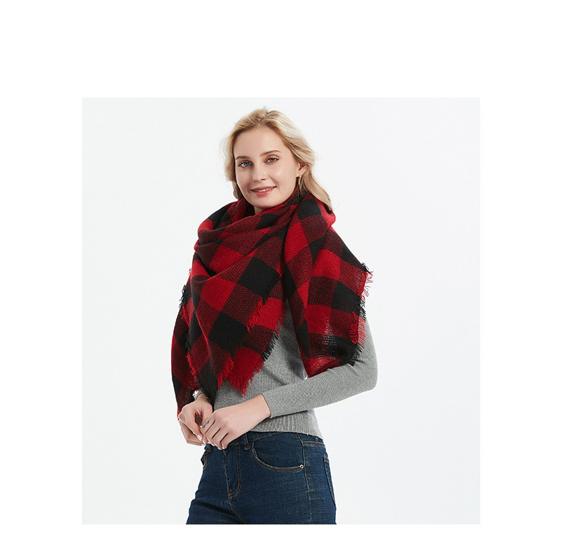 Fashion Black And White Cashmere Red And Black Plaid Scarf,Thin Scaves