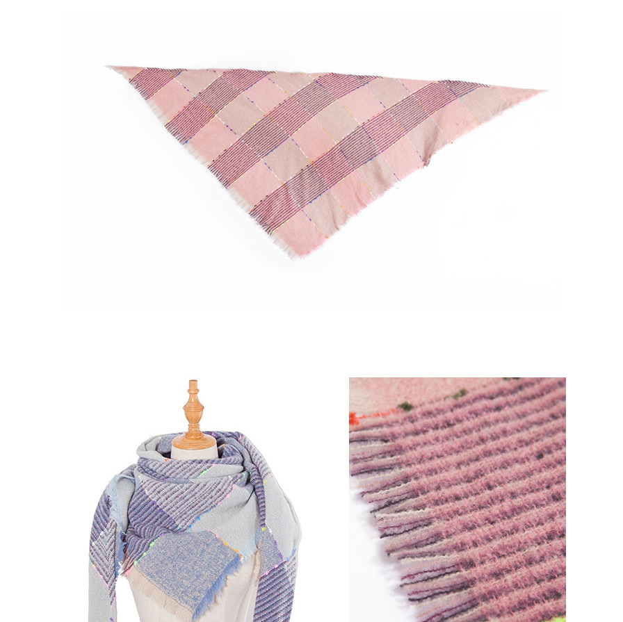 Fashion Sj6-08# Purple Ribbon Plaid Bristle Triangle Scarf,Thin Scaves