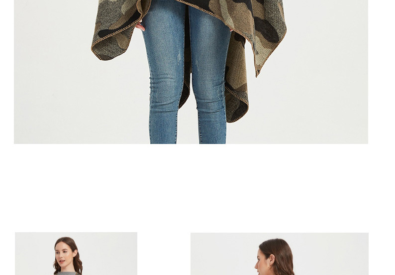 Fashion 04#brown Green Thickened Split Shawl With Printed Raw Edges,Thin Scaves