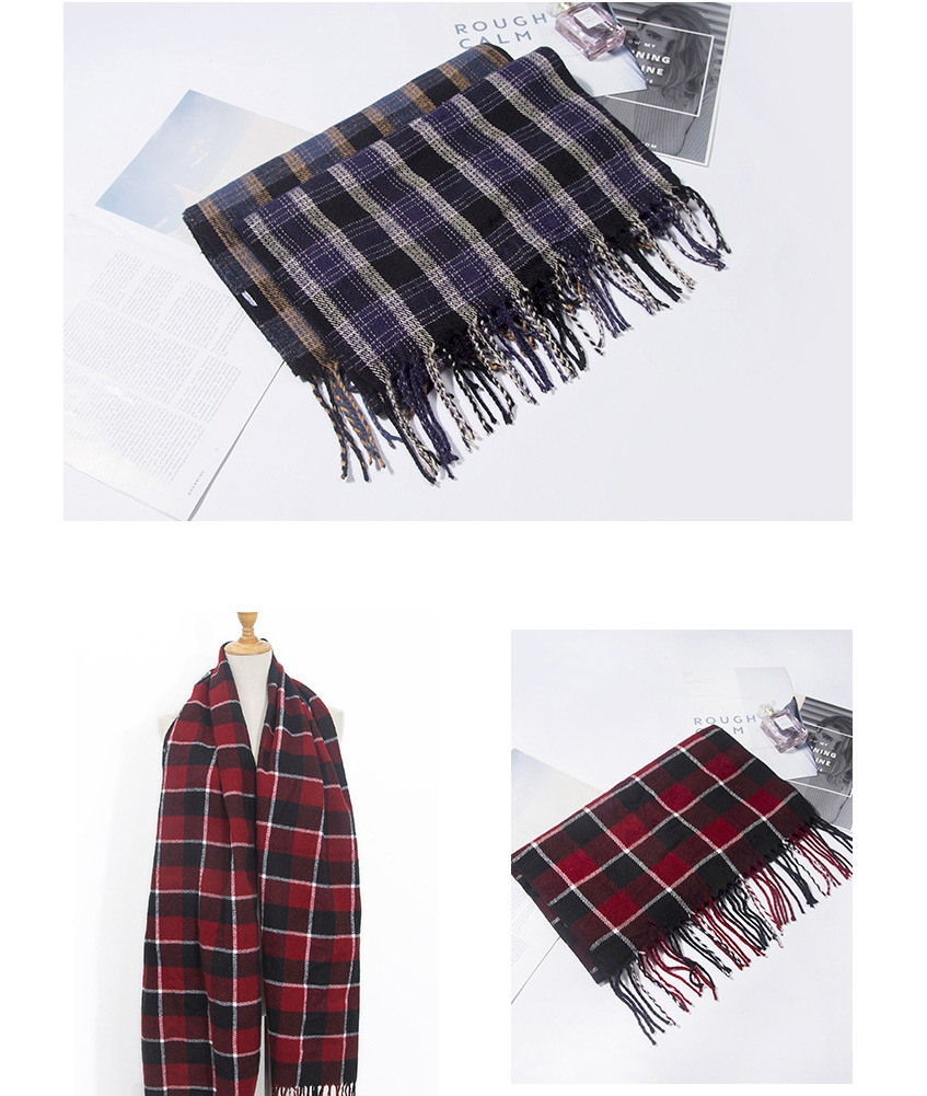 Fashion 14# Rose Red Yellow Cashmere Fringed Plaid Scarf,Thin Scaves