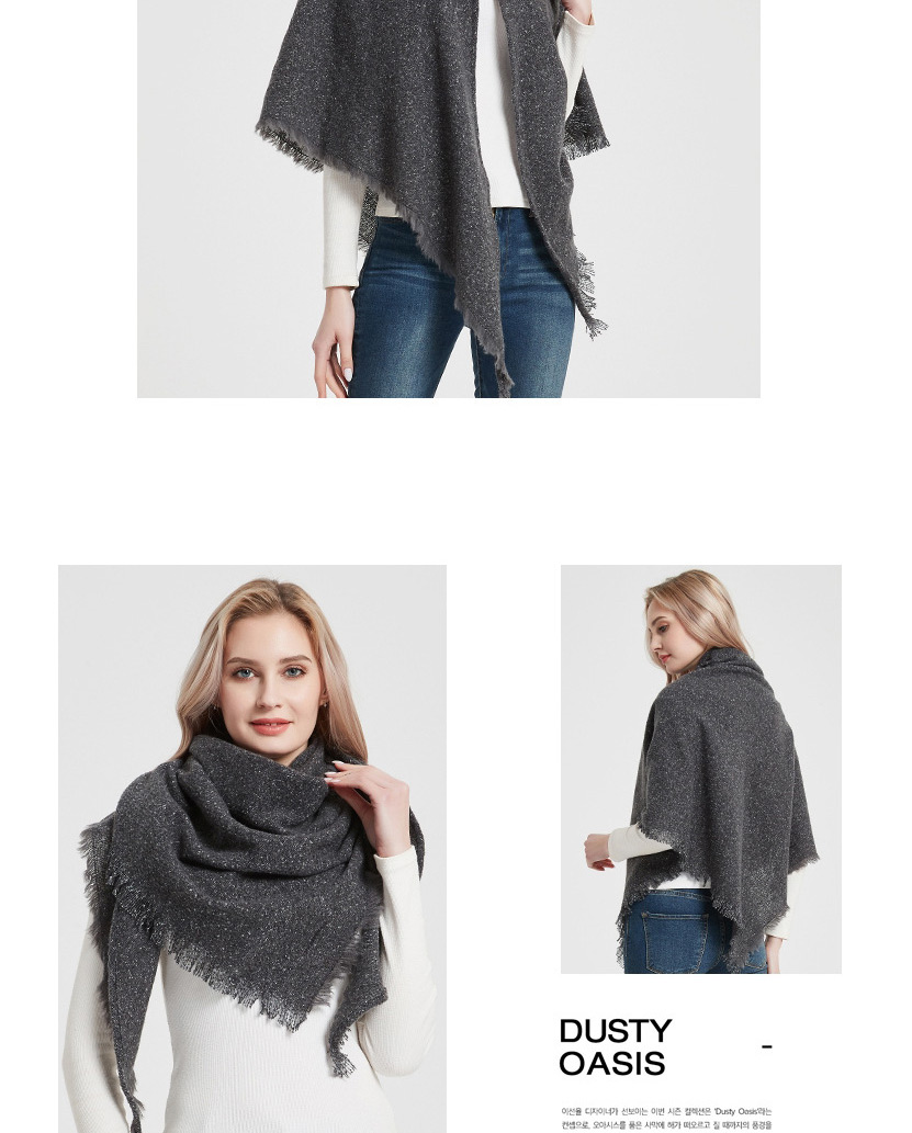 Fashion 08#grey Polyester Bristle Color-blocking Triangle Scarf,Thin Scaves