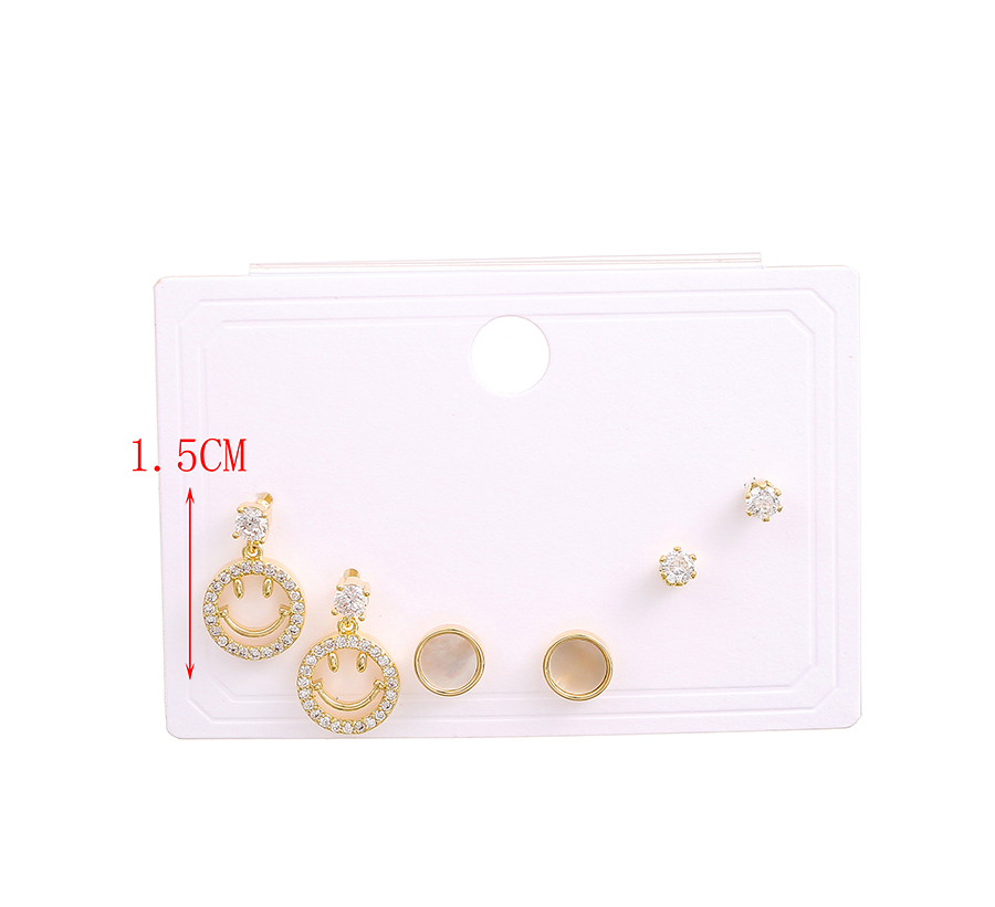 Fashion Gold Color Copper Inlaid Zirconium Smiley Earrings Set,Jewelry Set