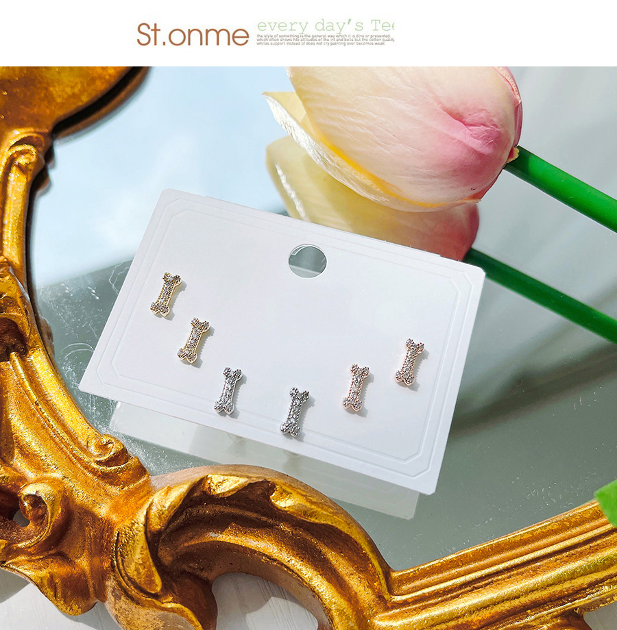 Fashion Bone Copper Inlaid Zirconium Bone Earring Set,Earring Set