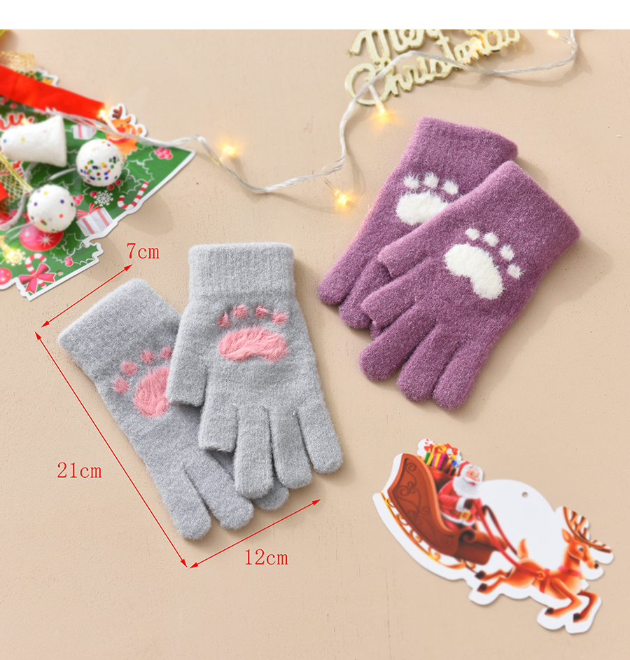 Fashion Mountain Blue Fabric Plush Cat Claw Fingerless Touch Screen Gloves,Full Finger Gloves