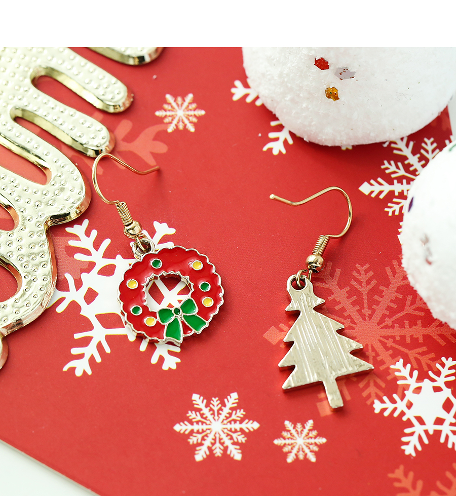 Fashion Santa Claus Alloy Oil Drop Christmas Star Earrings,Drop Earrings