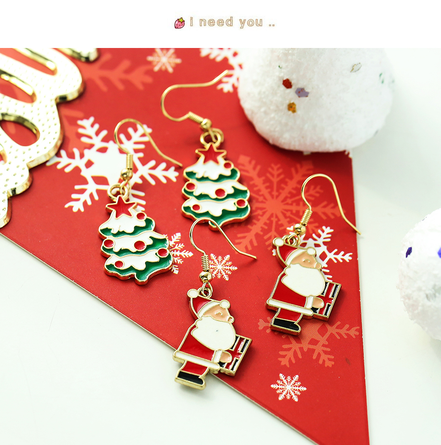 Fashion Santa Claus Christmas Tree Alloy Oil Drop Christmas Star Earrings,Drop Earrings