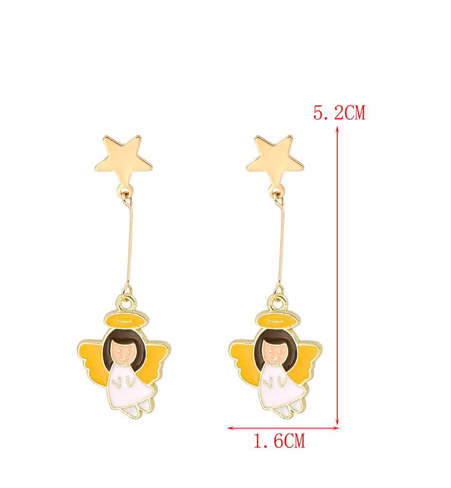 Fashion Gold Alloy Five-pointed Star Angel Stud Earrings,Stud Earrings
