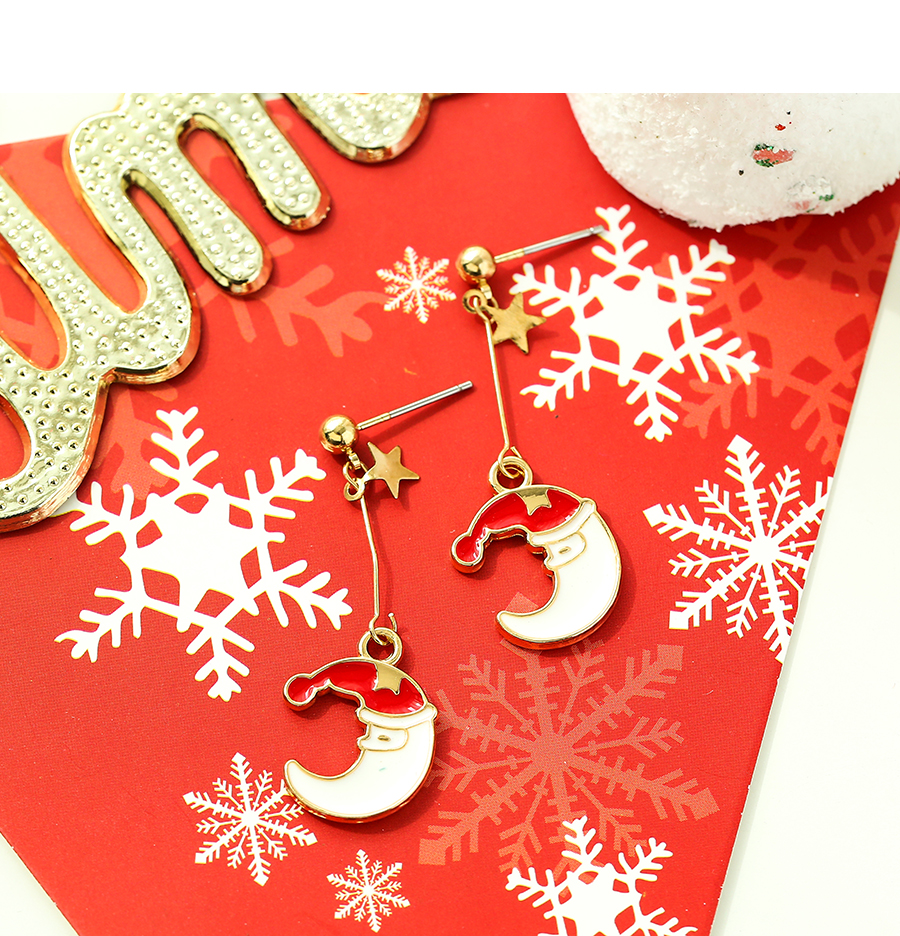 Fashion Gold Alloy Christmas Moon Stud Earrings,Stud Earrings