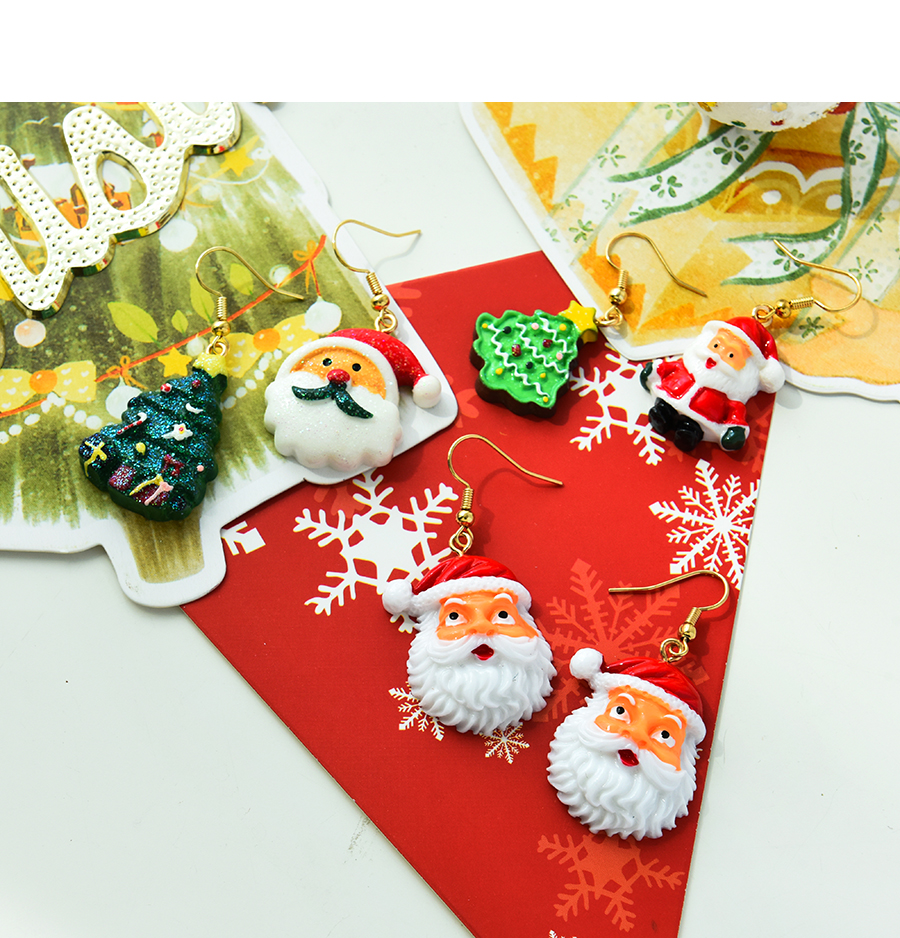 Fashion Santa Avatar Alloy Santa Christmas Tree Asymmetrical Earrings,Drop Earrings