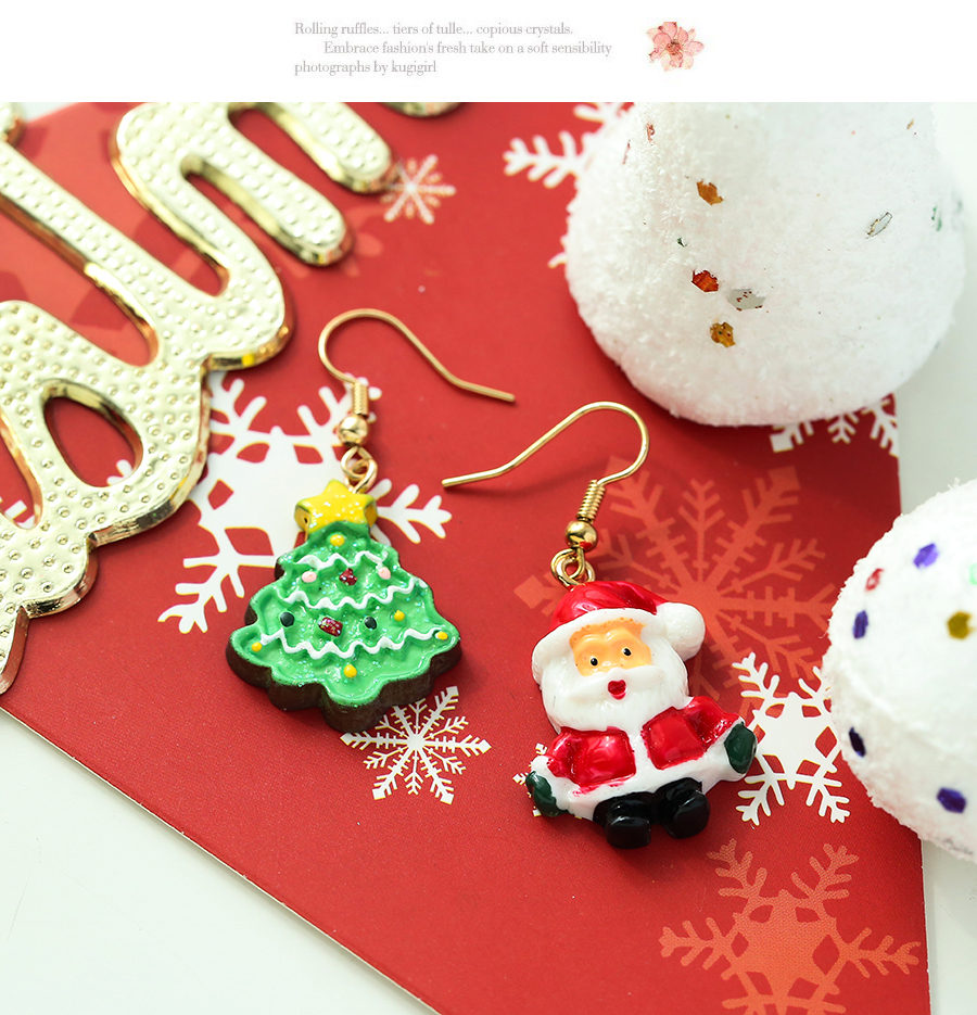 Fashion Santa Claus Alloy Santa Christmas Tree Asymmetrical Earrings,Drop Earrings