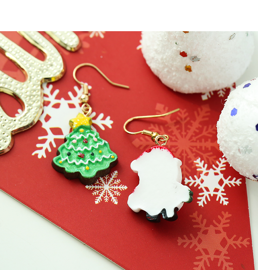 Fashion Christmas Tree Alloy Santa Christmas Tree Asymmetrical Earrings,Drop Earrings