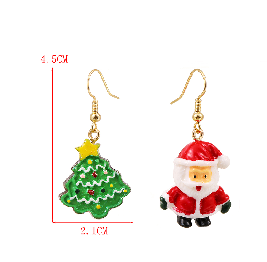 Fashion Santa Claus Alloy Santa Christmas Tree Asymmetrical Earrings,Drop Earrings