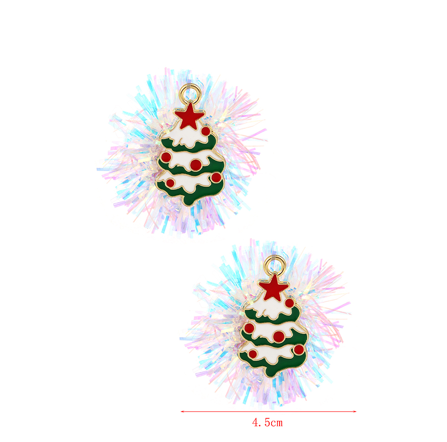 Fashion Tree + Old Man Alloy Drop Oil White Ribbon Christmas Asymmetrical Earrings,Stud Earrings