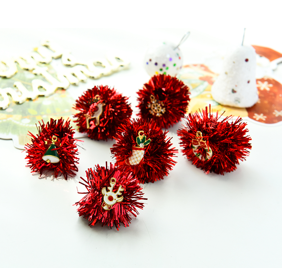 Fashion Socks + Wreath Alloy Drop Oil Red Ribbon Christmas Asymmetrical Earrings,Stud Earrings