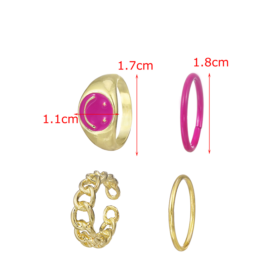 Fashion Purple Alloy Drip Oil Smiley Face Ring Set,Jewelry Sets