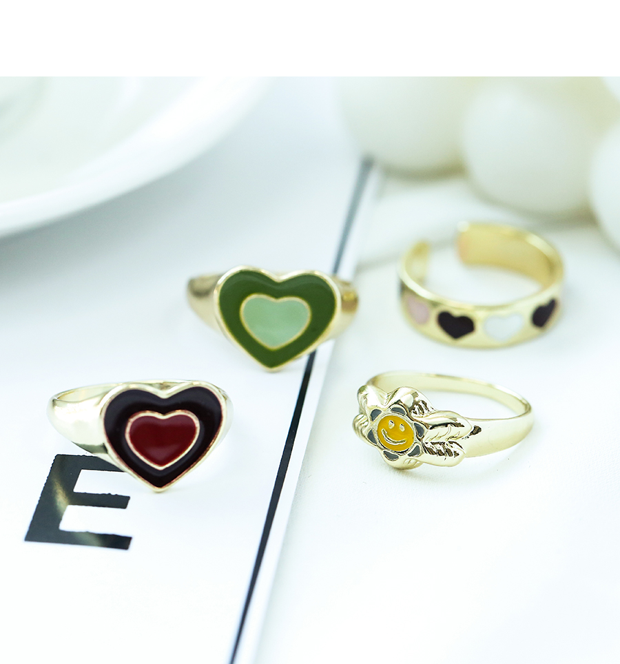 Fashion Color Alloy Drop Oil Love Ring Set,Jewelry Sets