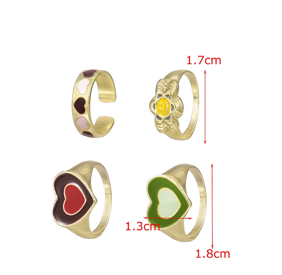 Fashion Color Alloy Drop Oil Love Ring Set,Jewelry Sets