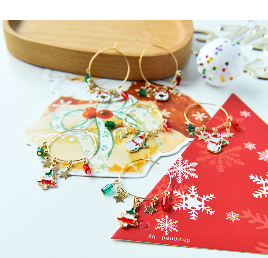Fashion Wreath Alloy Christmas Five-pointed Star Christmas Tree Earrings,Hoop Earrings