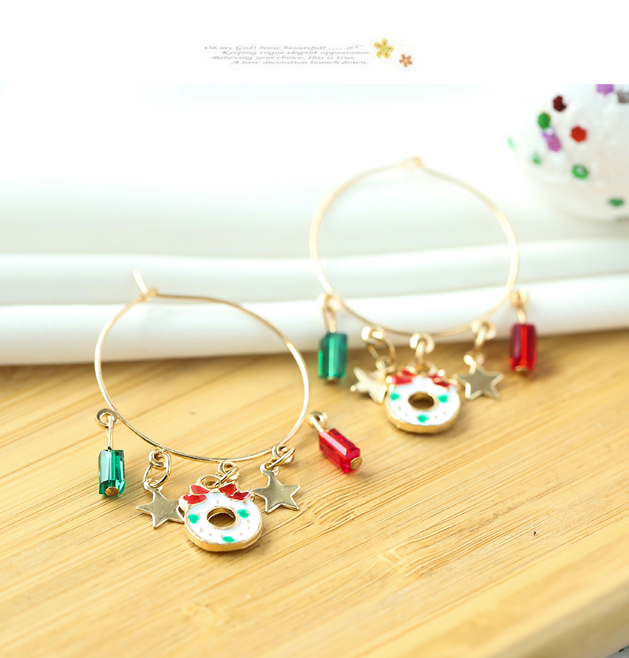 Fashion Wreath Alloy Christmas Five-pointed Star Christmas Tree Earrings,Hoop Earrings