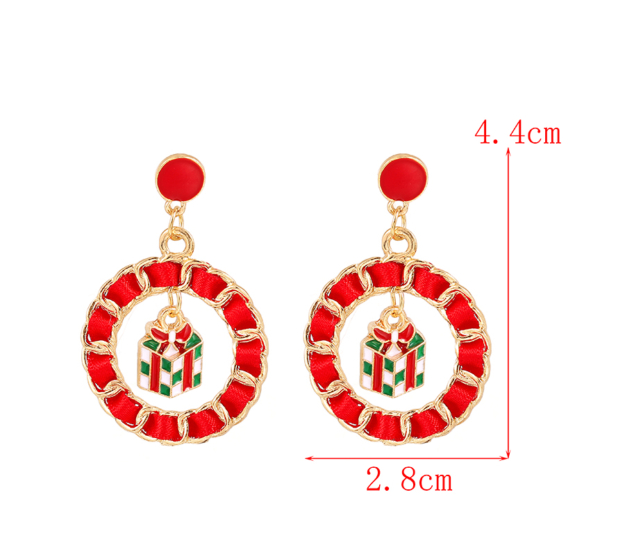 Fashion Gloves Alloy Fabric Chain Braided Round Christmas Earrings,Stud Earrings