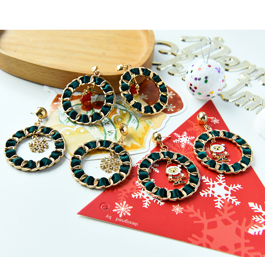 Fashion Santa Claus Christmas Bells Snowflake Knitted Stud Earrings,Stud Earrings