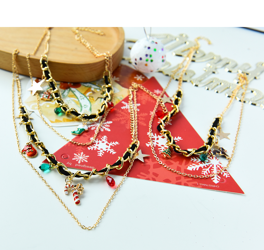 Fashion Gloves Alloy Christmas Chain Tassel Necklace,Multi Strand Necklaces