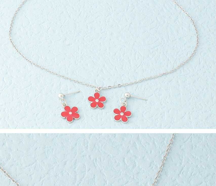 Fashion Sky Blue Dripping Flower Earrings And Necklace Set,Jewelry Sets