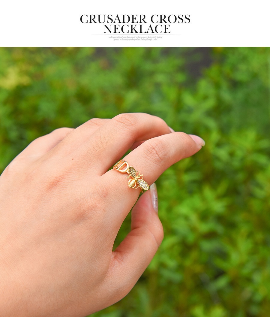 Fashion Gold Color Copper  Alphabet Bee Ring,Rings