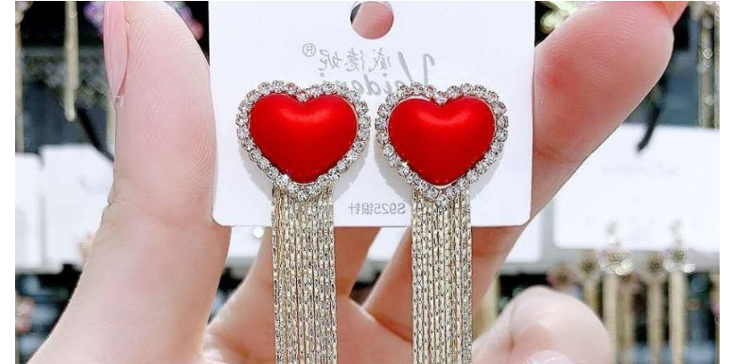 Fashion Gold Color Diamond Love Heart Tassel Earrings,Drop Earrings