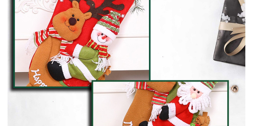 Fashion -christmas Stockings For The Old Man Riding A Deer Christmas Riding Deer Elderly Snowman Christmas Stocking,Fashion Socks