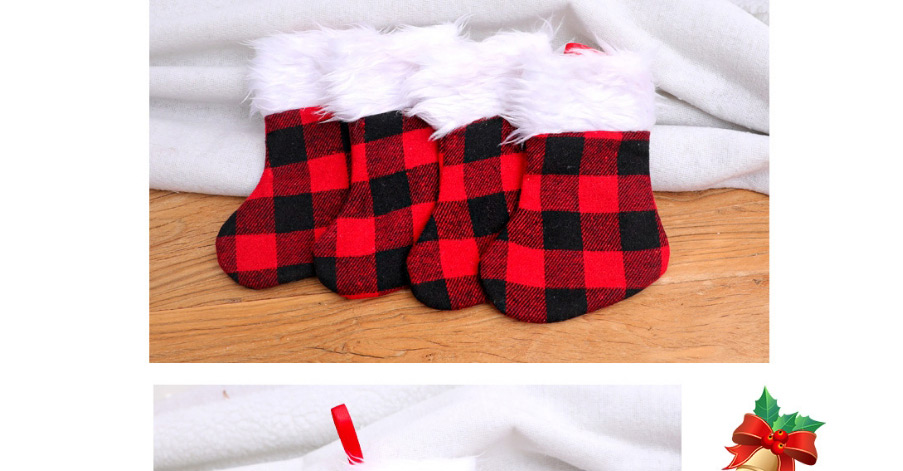Fashion Red And Black Plaid Socks Trumpet Christmas Plaid Plush Socks,Fashion Socks