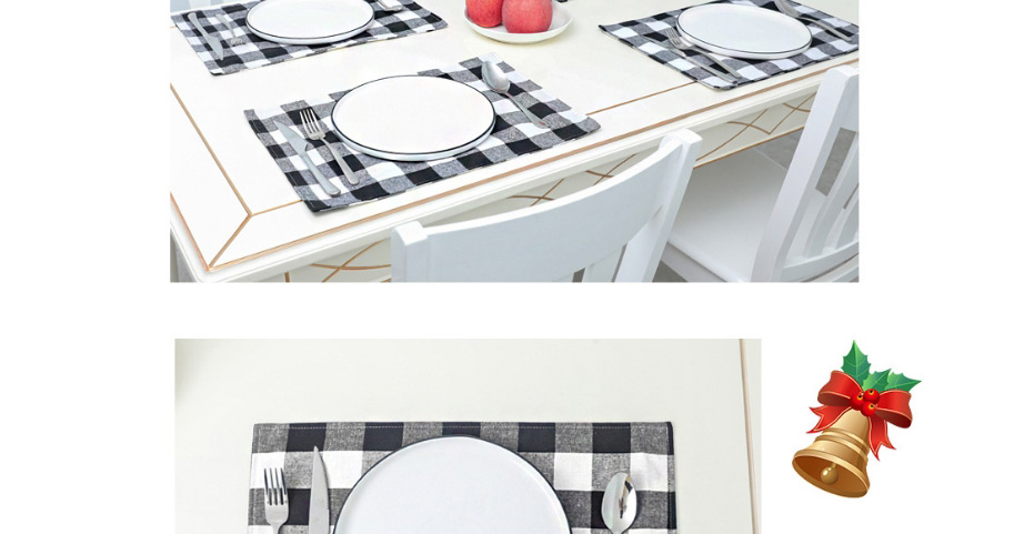 Fashion Off-white Grid Christmas Plaid Placemat,Festival & Party Supplies