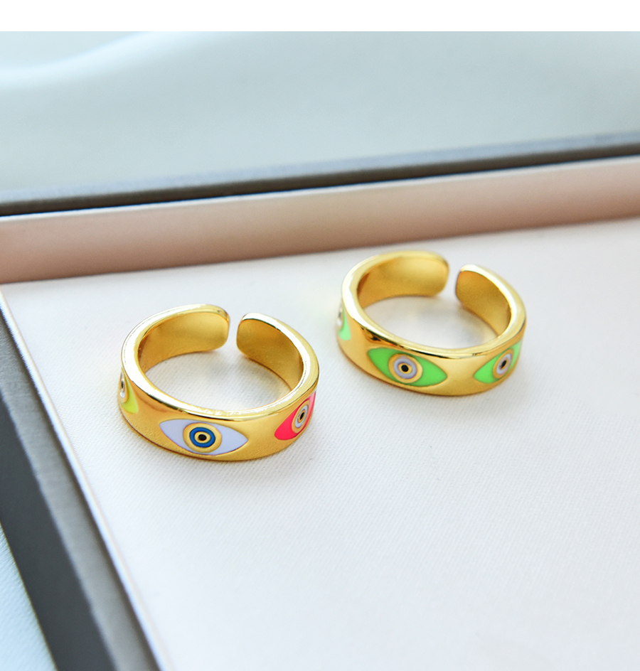 Fashion Green Copper Dripping Eye Ring,Rings