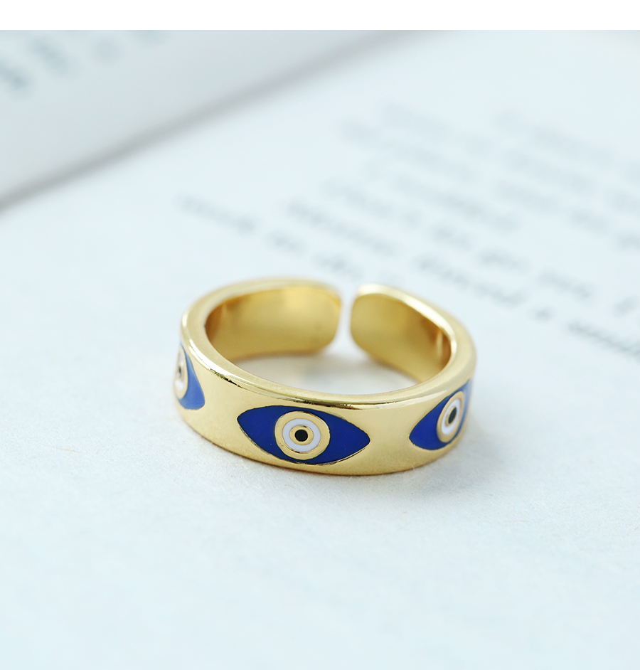 Fashion Navy Copper Drip Oil Eye Ring,Rings