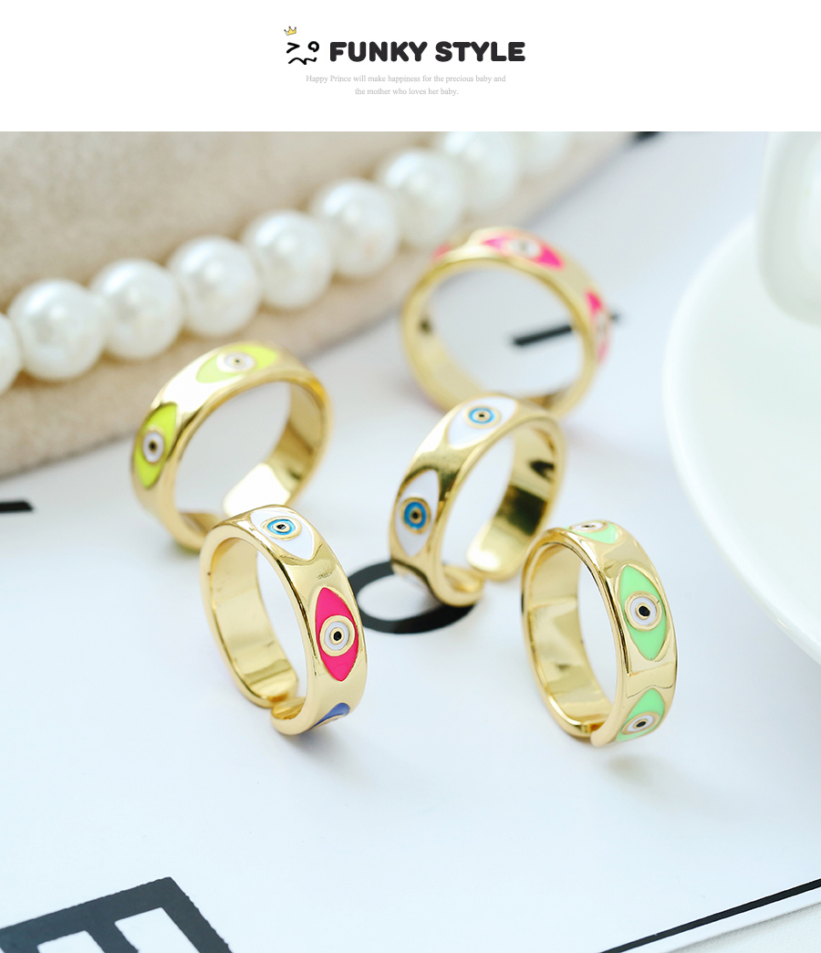Fashion White Copper Dripping Eye Ring,Rings