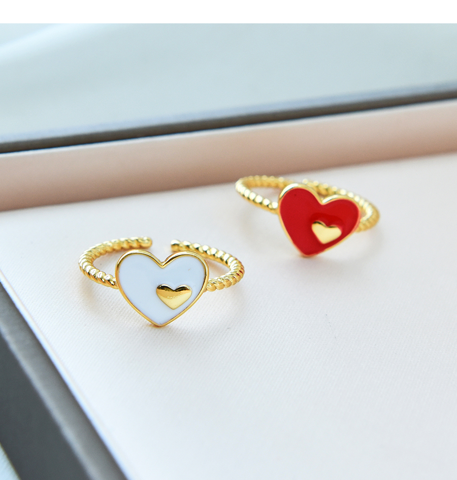Fashion White Copper Drop Oil Love Heart Ring,Rings