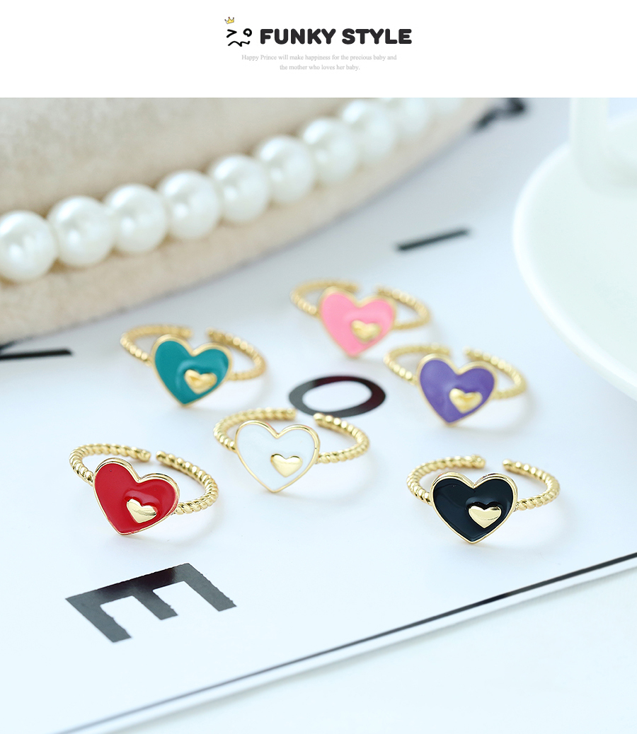 Fashion White Copper Drop Oil Love Heart Ring,Rings