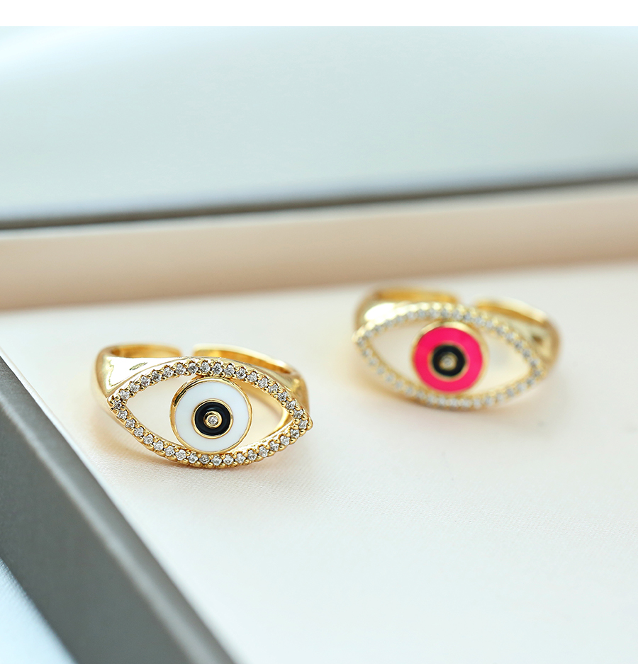 Fashion Yellow Copper Inlaid Zirconium Drip Oil Eye Ring,Rings