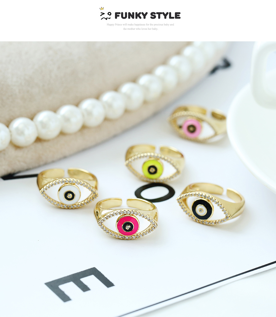 Fashion White Copper Inlaid Zirconium Drip Oil Eye Ring,Rings