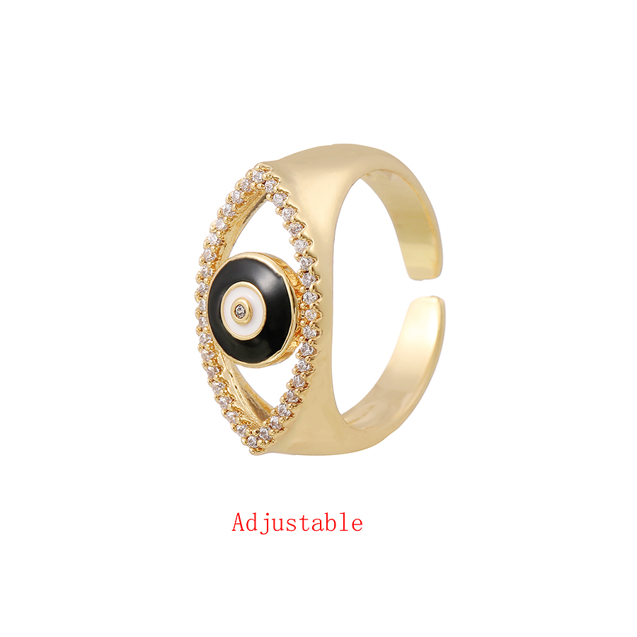 Fashion Yellow Copper Inlaid Zirconium Drip Oil Eye Ring,Rings