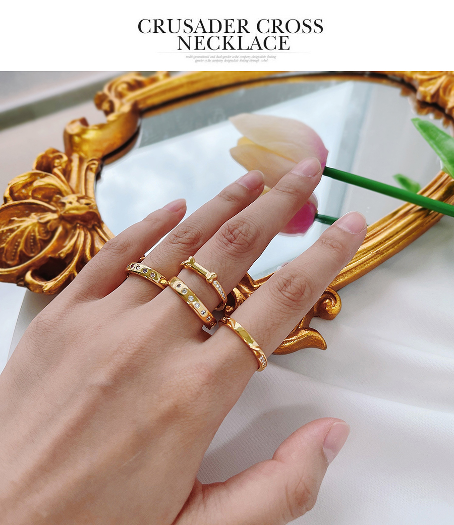 Fashion Gold Color Copper Inlaid Zircon Bone Ring,Rings