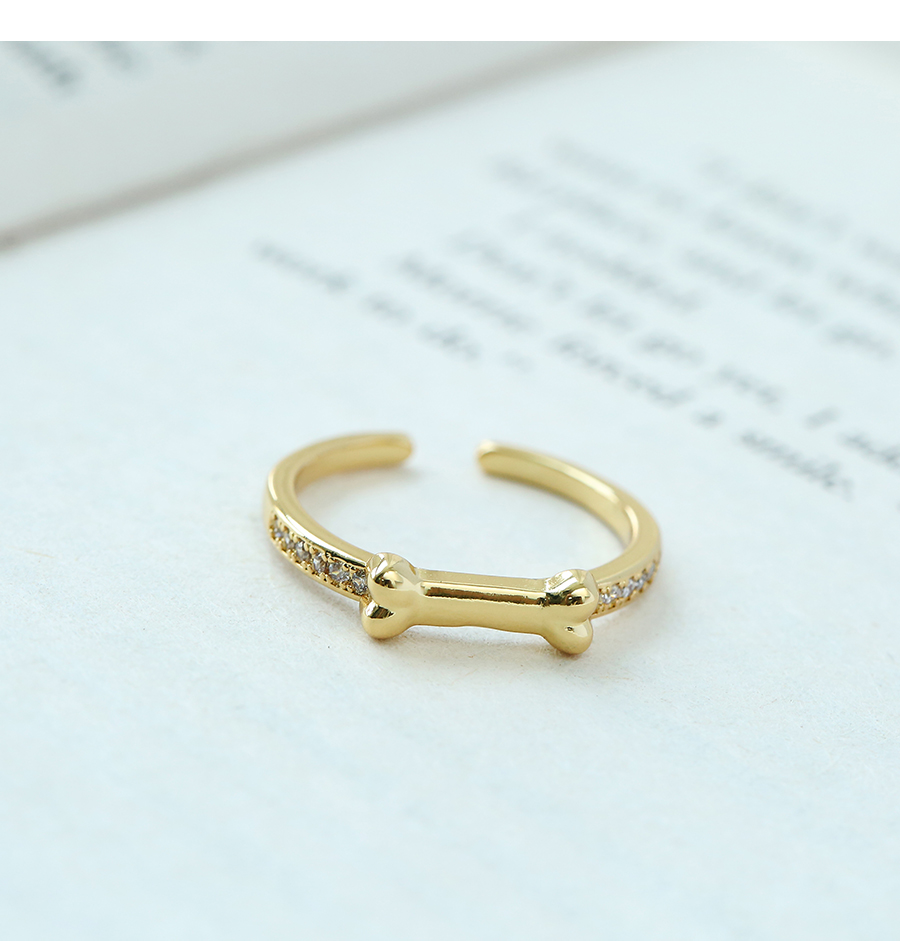 Fashion Gold Color Copper Inlaid Zircon Bone Ring,Rings