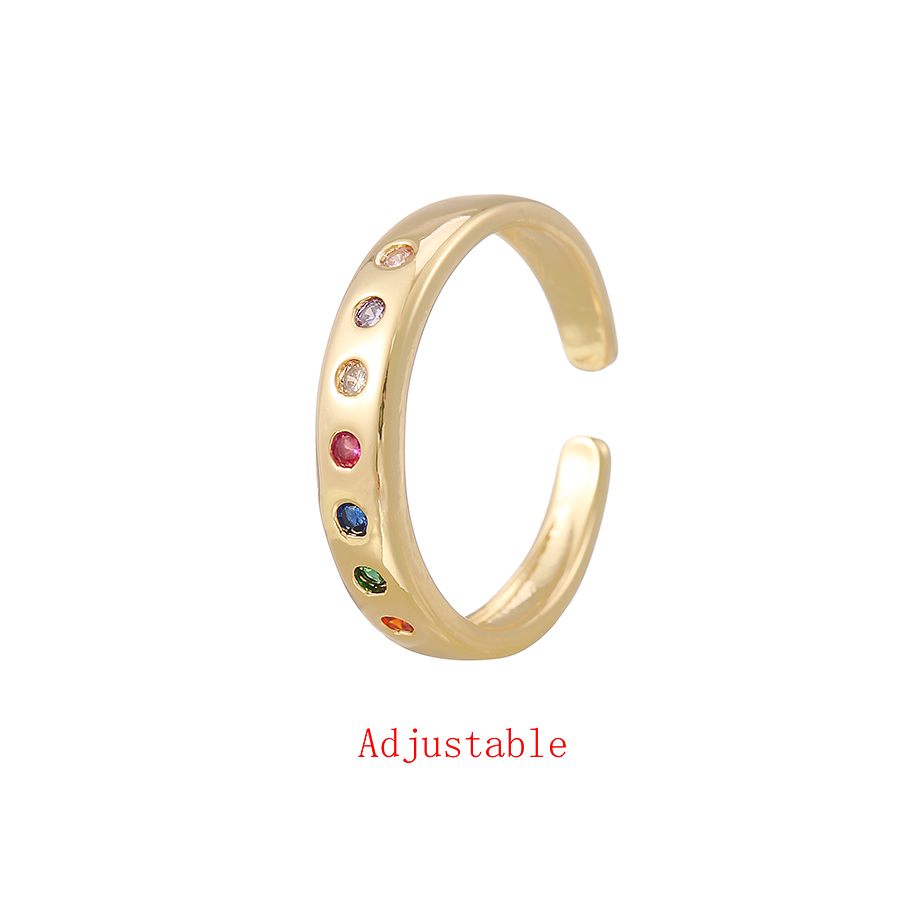Fashion Gold Color Copper Inlaid Zircon Geometric Ring,Rings