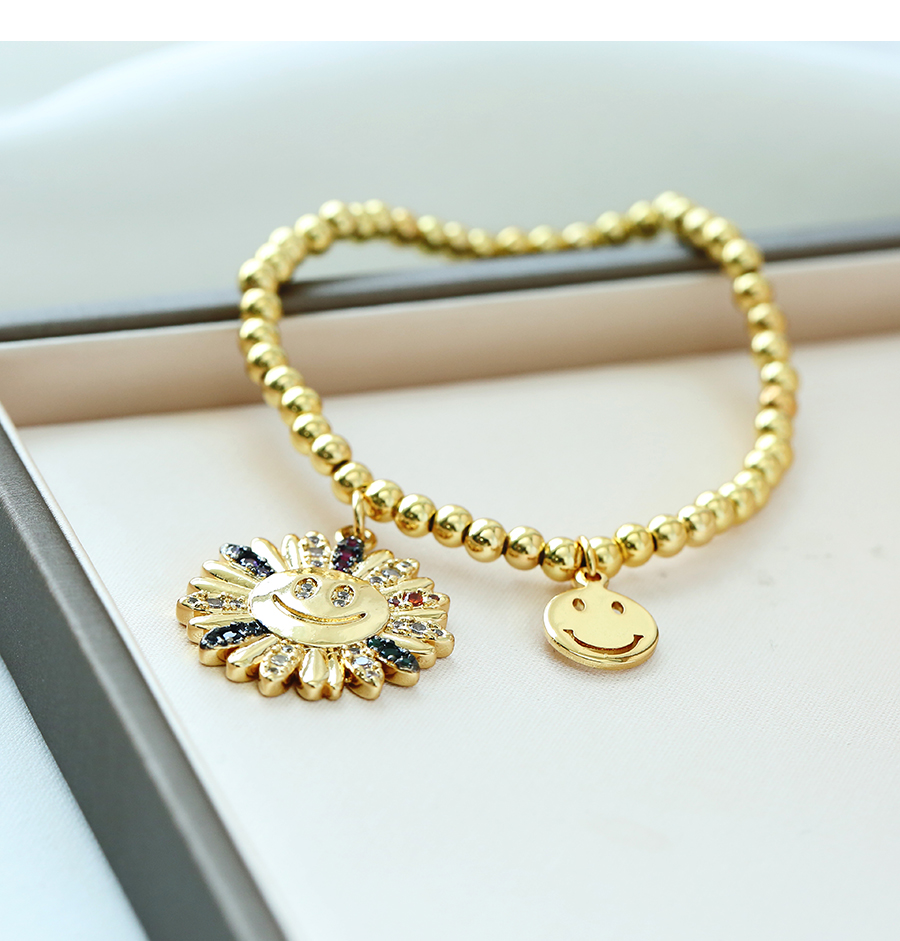 Fashion Gold Color Copper Inlaid Zirconium Sunflower Butterfly Bracelet,Bracelets