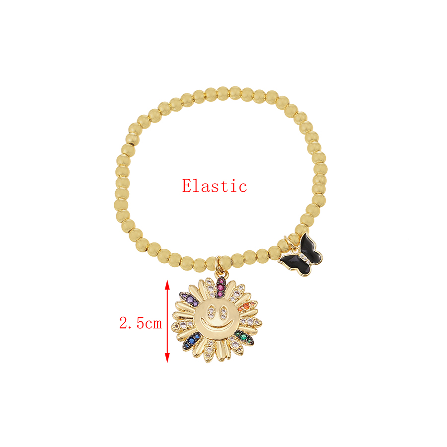 Fashion Gold Color Copper Inlaid Zirconium Sunflower Butterfly Bracelet,Bracelets